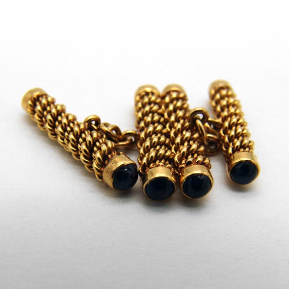 Twist Wire Design Cufflinks Sapphires French 18K … - image 1