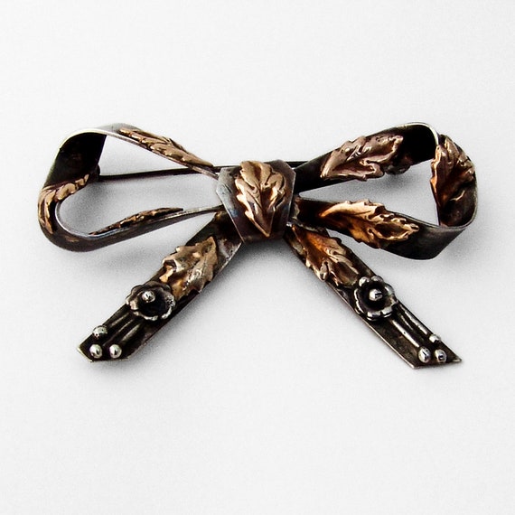 Hobe Ornate Bow Brooch Sterling Silver