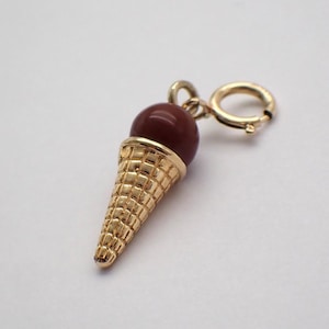 Schokoladen Eis Waffel Anhänger 14K Gold