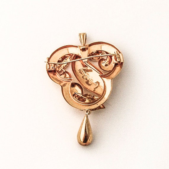 Floral Scroll Brooch Pendant White Sapphire 18 K … - image 2