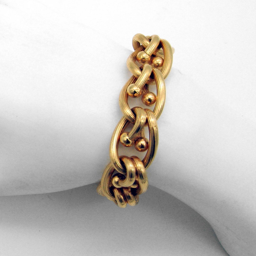 Ornate Twisted Wire Link Bracelet 18K Yellow Gold Italy Etsy