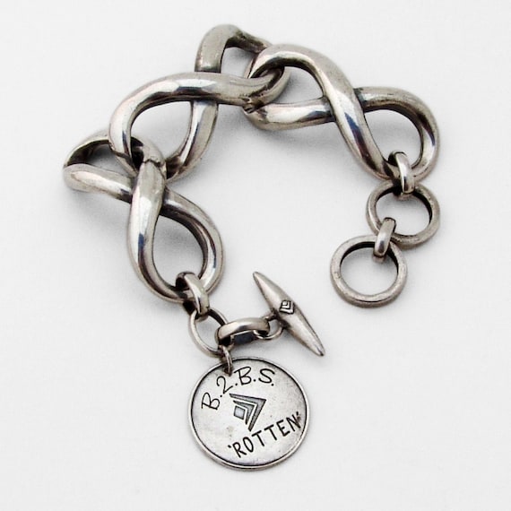 Large Infinity Link Bracelet Toggle Clasp Sterlin… - image 1