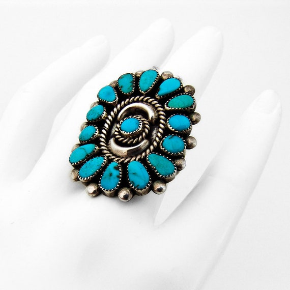 Old Pawn Oval Turquoise Ring Sterling Silver