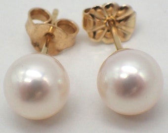 Pearl Stud Earrings 14K Gold Backings