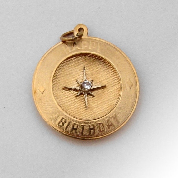 Happy Birthday Medallion Charm Diamond Accent 14 … - image 1