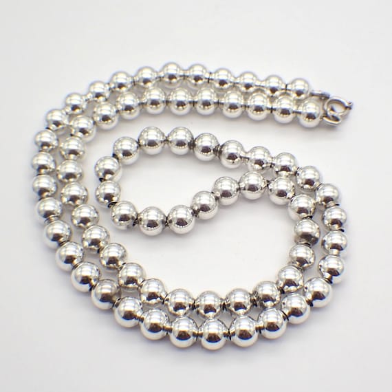 Silver Bead Necklace Sterling Silver