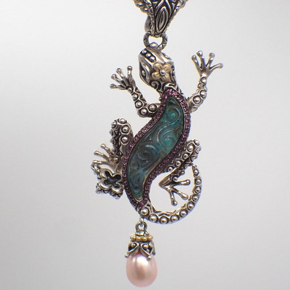 Barbara Bixby Gem Lizard Pendant Judith Ripka Cha… - image 3