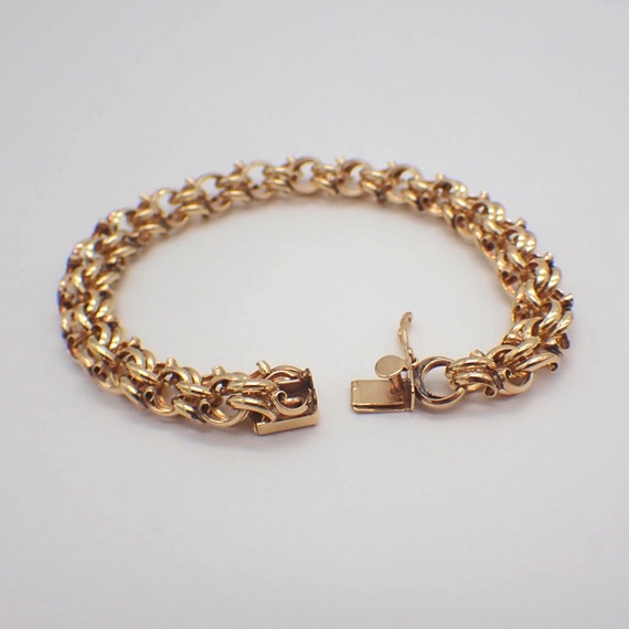 Double Link Chain Bracelet 14K Gold