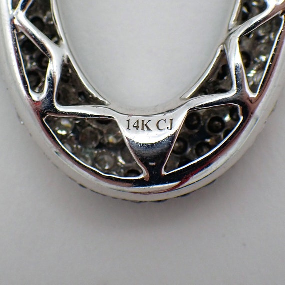 Oval Pendant Black And White Diamonds 14K White G… - image 4