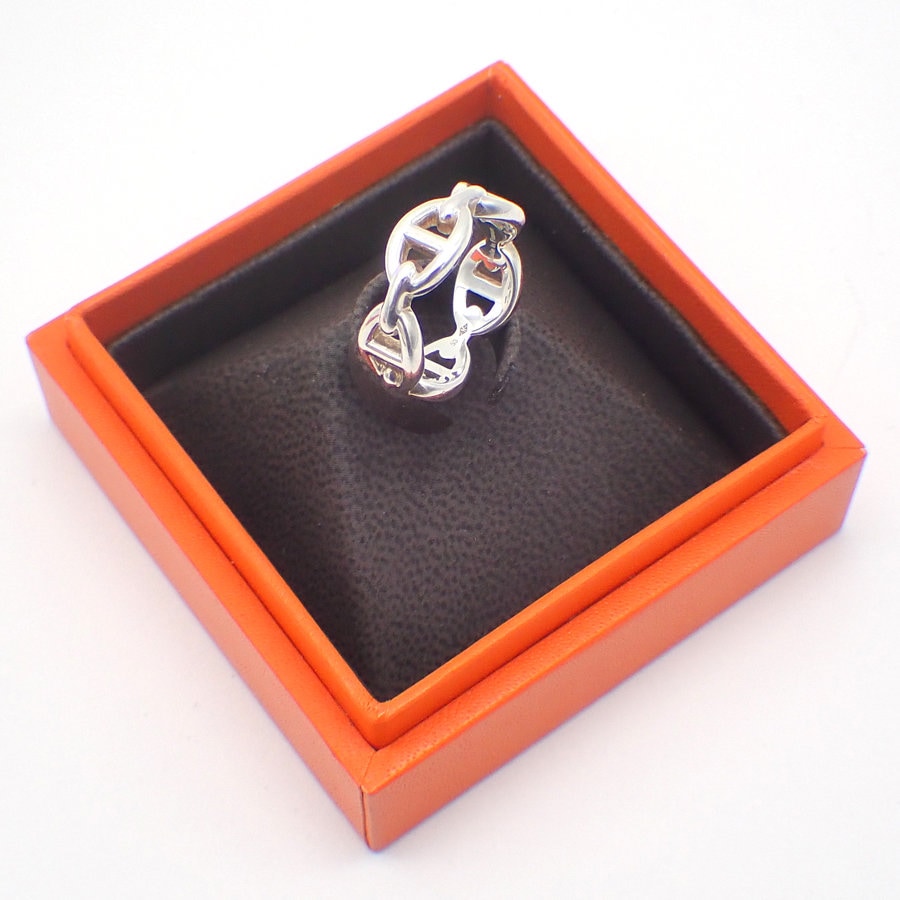 Hermes Chaine D Ancre Enchainee Ring Sterling Silver Boxed Hermes Chaine D Ancre Enchainee Ring Sterling Silver Boxed