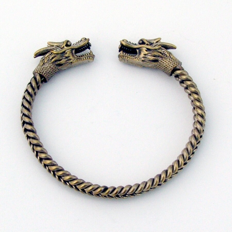 Retro Nordic Viking Dragon Celtic Wolf Head Bracelet Bangle - Temu