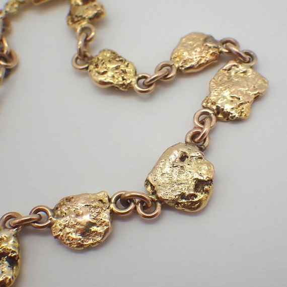 Antique Gold Nugget Link Watch Chain 16K Gold - image 3