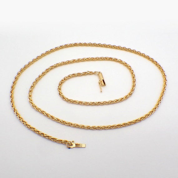 Woven Wheat Chain Necklace 14K Yellow Gold