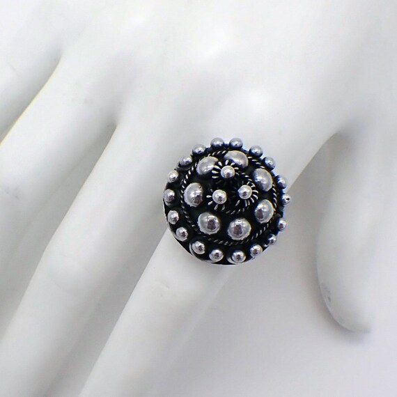 Bead Design Statement Ring Sterling Silver Mexico… - image 2