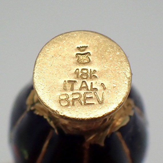 Venetian Scent Bottle Pendant Enamel 18K Gold 1960 - image 4