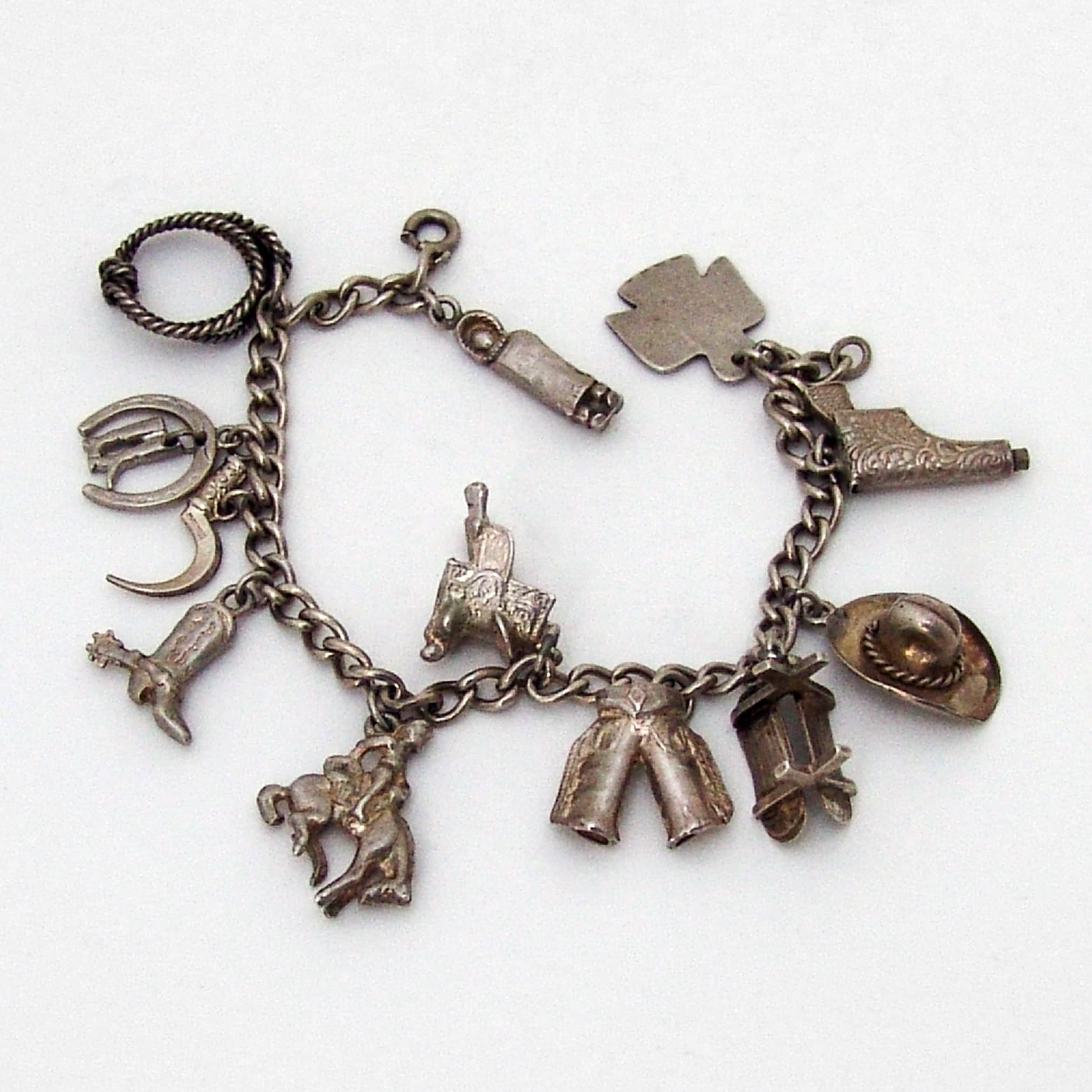 【美品】オリジナルシルバーブレスレット(ウエスタン馬具チャーム) 美品】オリジナルシルバーブレスレット(ウエスタン馬具チャーム