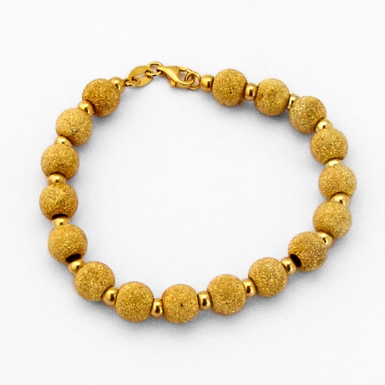 Sparkling Gold Bead Bracelet Vermeil Sterling Silver mpfy.fun