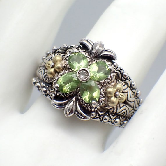 Barbara Bixby Peridot Ring Sterling Silver 18K Gold - Etsy display picture 1