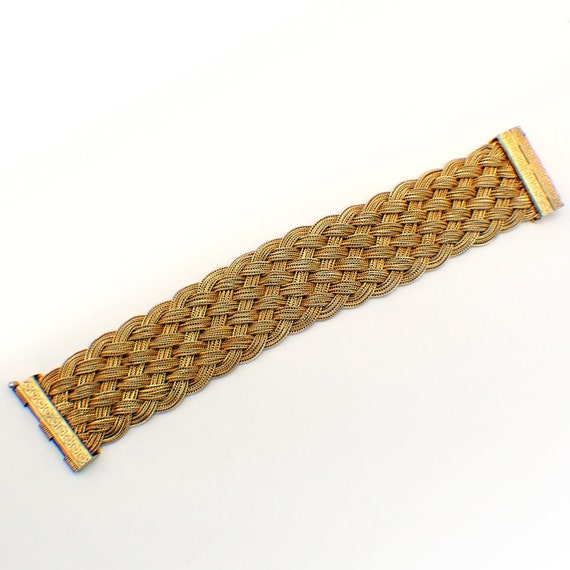Wide Braided Chain Bracelet Vermeil Sterling Silv… - image 1
