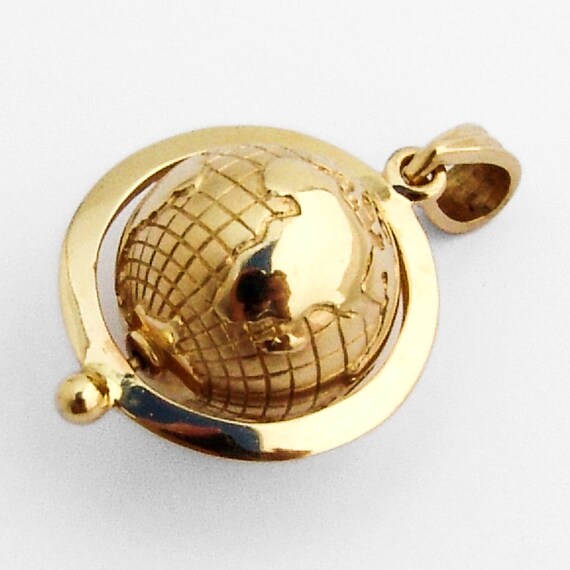 Globe Form Pendant 14K Gold Emerald 