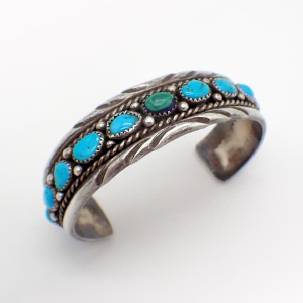 Navajo Turquoise Cuff Bracelet Melvin Chee Sterling Silver 1980