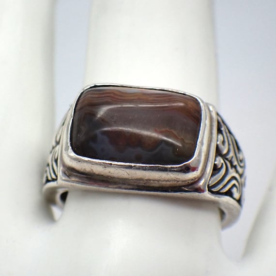 Banded Agate Ring Sterling Silver - image 3