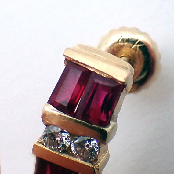 Ruby Diamond Earrings 14K Yellow Gold Screw Posts - image 3