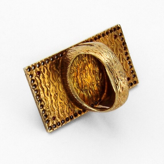 Large Rectangular Cocktail Ring Turquoise Gilt St… - image 3