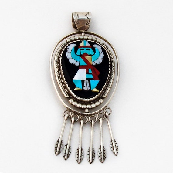 The Best Vintage Zuni 'Rotating Medallion' Native American Jewelry Silver Inlaid Necklace Old Antique The Best Vintage Zuni 'Rotating Medallion' Native American Jewelry Silver Inlaid Necklace Old Antique
