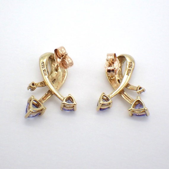 Tanzanite Earrings 10K Yellow Gold - image 3