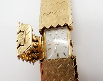 Girard Perregaux Swiss Ladys Watch Wide Bracelet 18K Yellow Gold