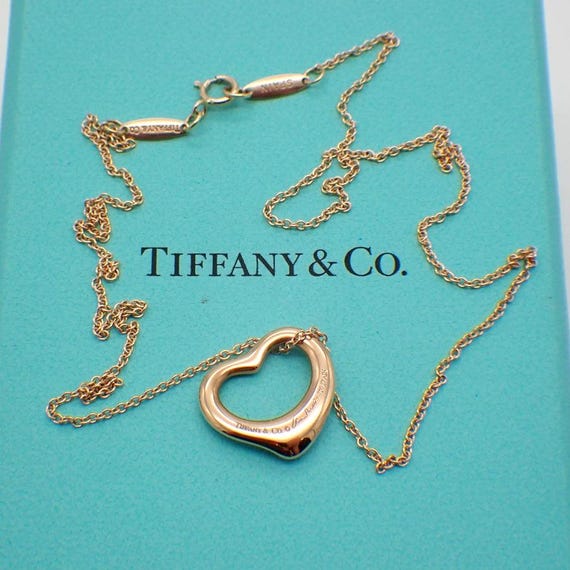 Tiffany Elsa Peretti Open Heart Pendant Necklace 18K Rose Gold - Etsy