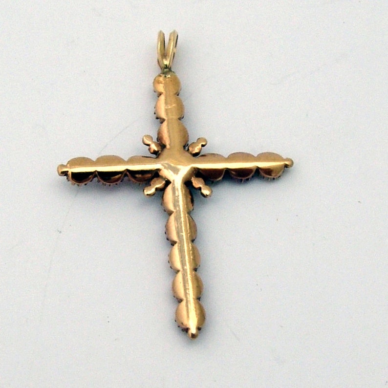 Georgian Cross Pendant Rose Cut Diamonds Rubies 14 K Gold - Etsy