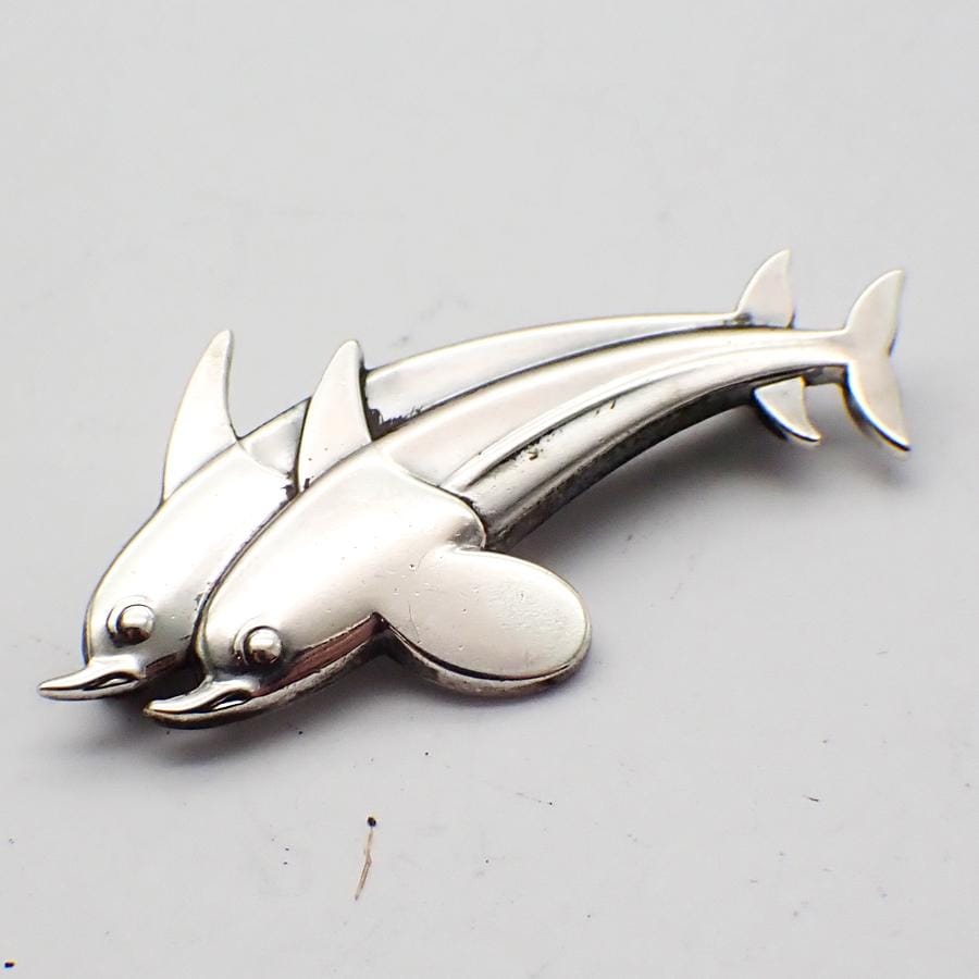 Silver Danish Silver Dolphin Brooch - Etsy