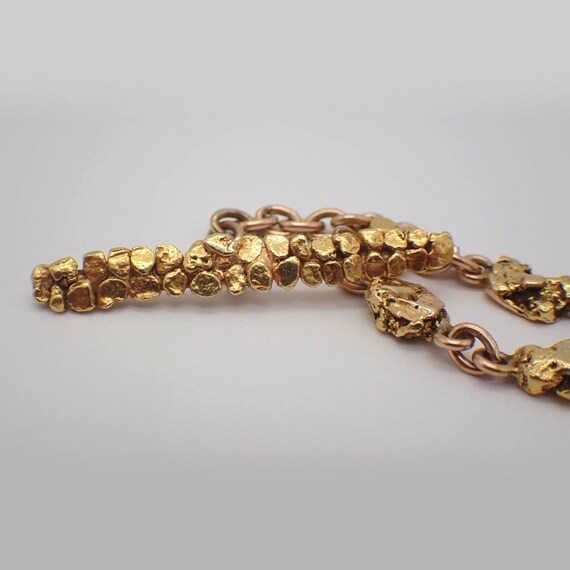 Antique Gold Nugget Link Watch Chain 16K Gold - image 4