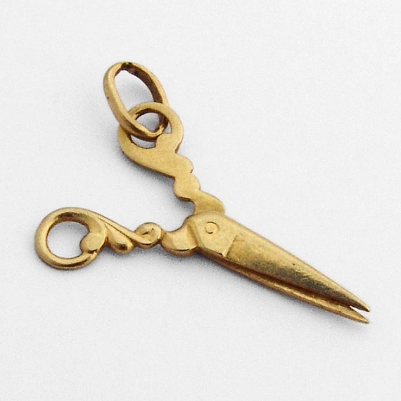 Scissors Charm Pendant 14K Gold - image 1