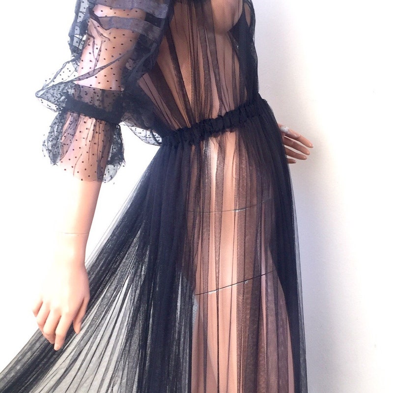 Off Shoulder Tube Long Sleeve See through Maxi Dress