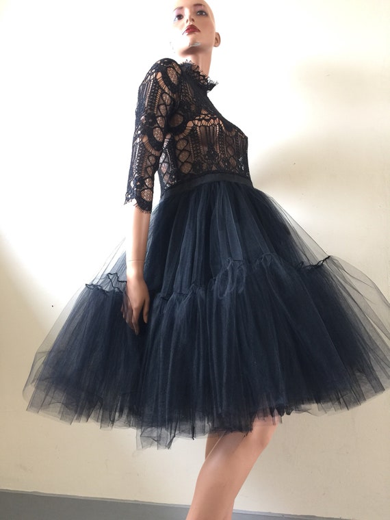 black tiered tulle skirt