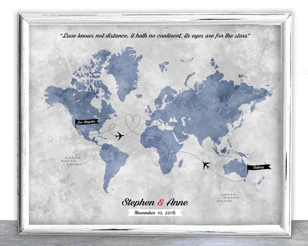 Wedding Guest Book Map - Custom Map Gift - Custom World Map ...