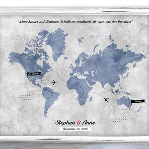 Wedding Guest Book Map - Custom Map Gift - Custom World Map ...