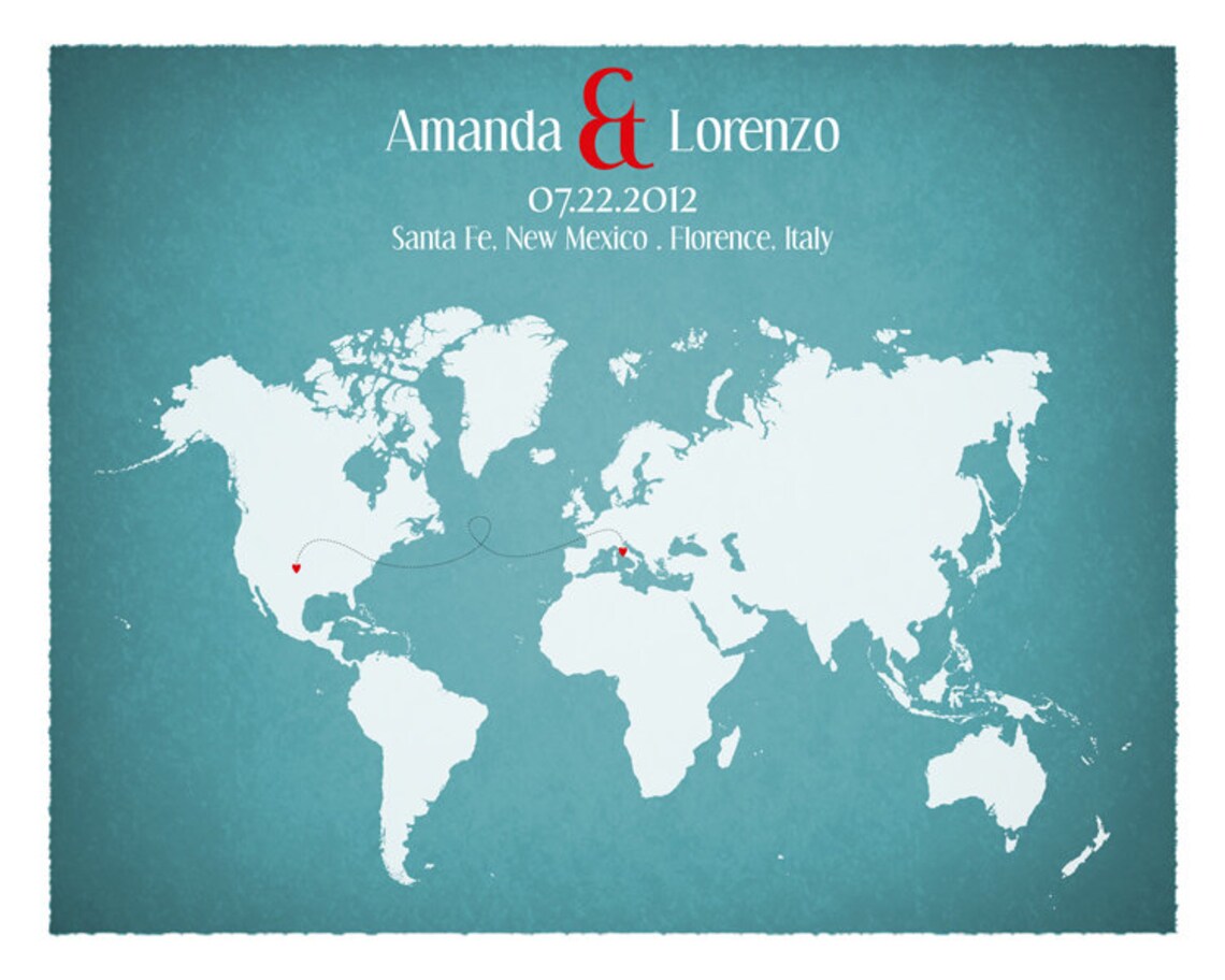 Digital File Long Distance Map Relationship Map Family Etsy