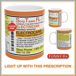 Personalized ELECTRICIAN gift electrical gifts electric electrical prescription mug, electrical subcontractor joke gift custom coffee mug