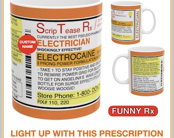 Personalized ELECTRICIAN gift electrical gifts electric electrical prescription mug, electrical subcontractor joke gift custom coffee mug