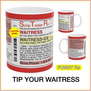Personalized WAITRESS gift mug waitressing gift restaurant server restaurant gift favorite waitress funny custom gift mug for waitstaff