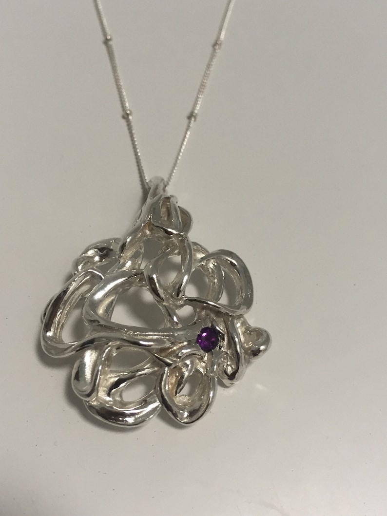 Amethyst Pendant Inferno Sterling Silver /& Amethyst Necklace Inferno Pendant on Silver Necklace
