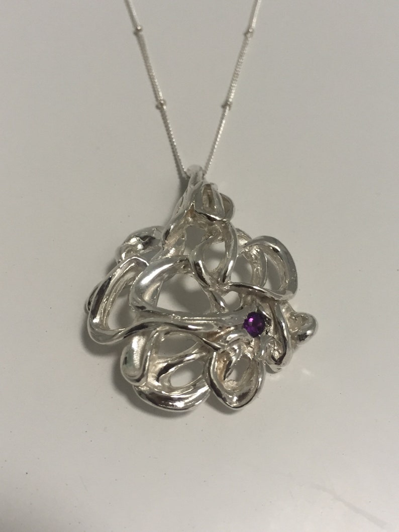 Amethyst Pendant Inferno Sterling Silver /& Amethyst Necklace Inferno Pendant on Silver Necklace