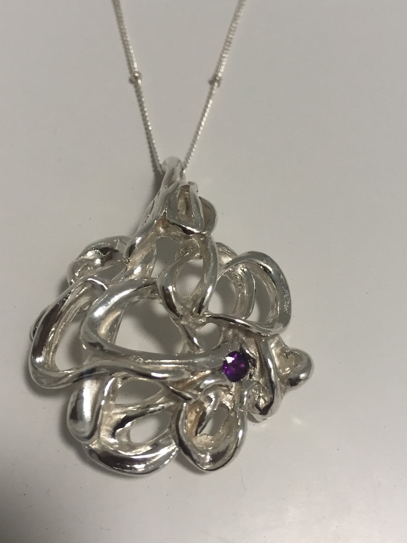 Amethyst Pendant Inferno Sterling Silver /& Amethyst Necklace Inferno Pendant on Silver Necklace