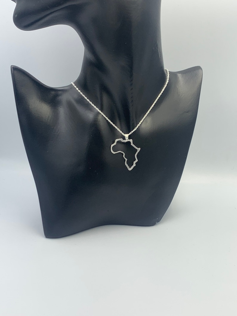 Silver Africa Pendant, Silver Africa Outline Pendant, Silver African Continent Pendant image 2