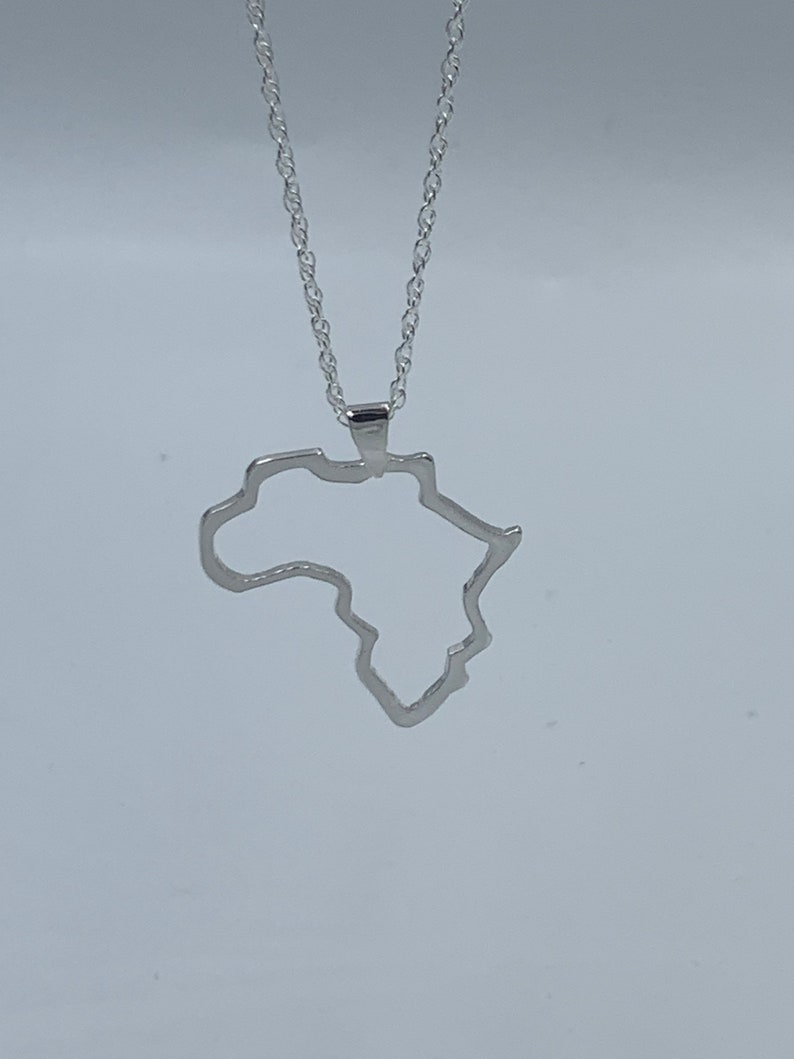 Silver Africa Pendant, Silver Africa Outline Pendant, Silver African Continent Pendant image 4