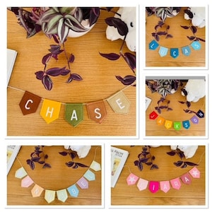 Mini felt bunting, childrens door sign, personalised bunting, room sign, party bunting,